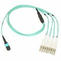 Swe-Tech 3C Plenum Fiber Optic Cable, 40 Gigabit QSFP 40GBase-SR4 to MTPMPO/LC4 Duplex LC, OM4, 50/125, 3 meter FWTMPLC-41003